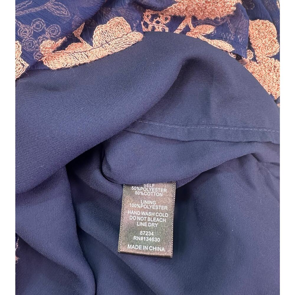 NWOT Anthropologie Sunday in Brooklyn Navy Pink Embroidered Floral Blouse Size S - Picture 11 of 11